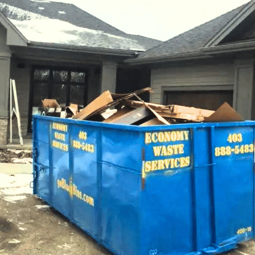 Open Top Dumpster by Economy Waste Services Calgary